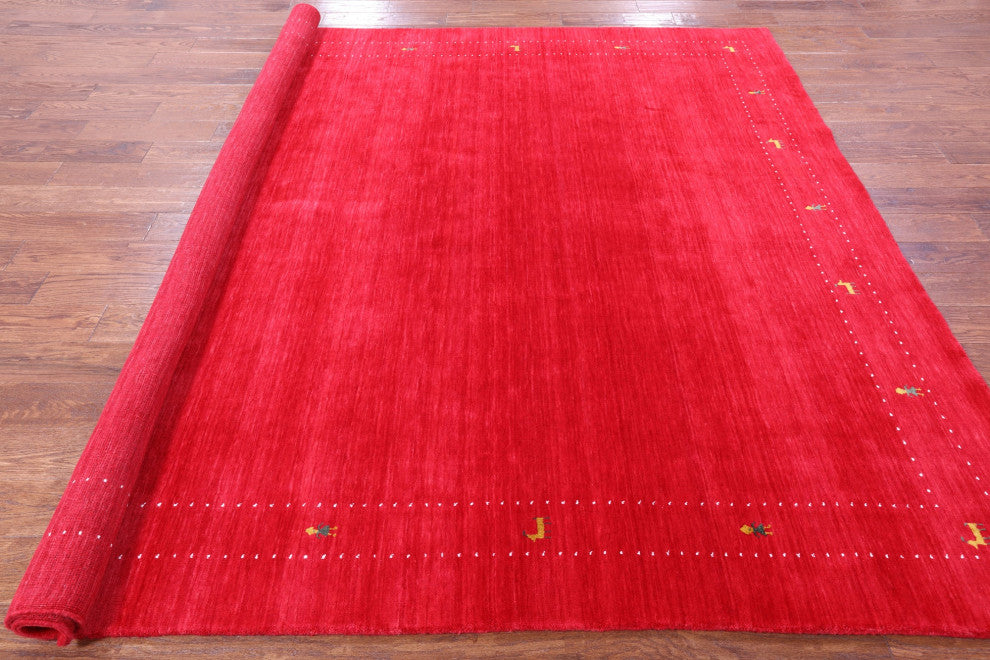 8' Square Persian Gabbeh Hand Knotted Wool Rug - Q15026