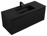 Matte Black Wall Mount Bath Vanity, Integrated Sink, Black Sink, 48"