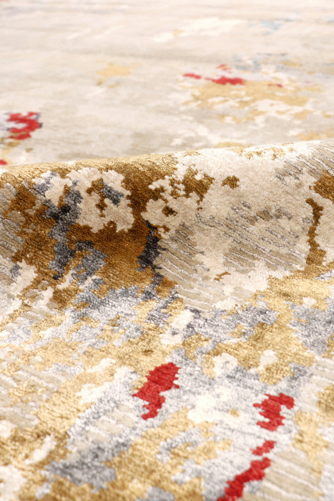 Pasargad Home Modern Collection Multi Bsilk & Wool Area Rug, 10'x13'9"