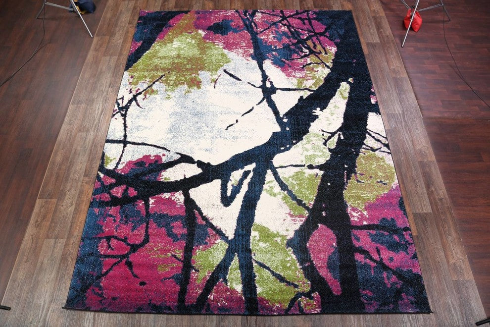 Agra Abstract Oriental Artistic Print Area Rug, Multi, 5x8'