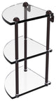 Three Tier Corner Glass Shelf, Antique Bronze
