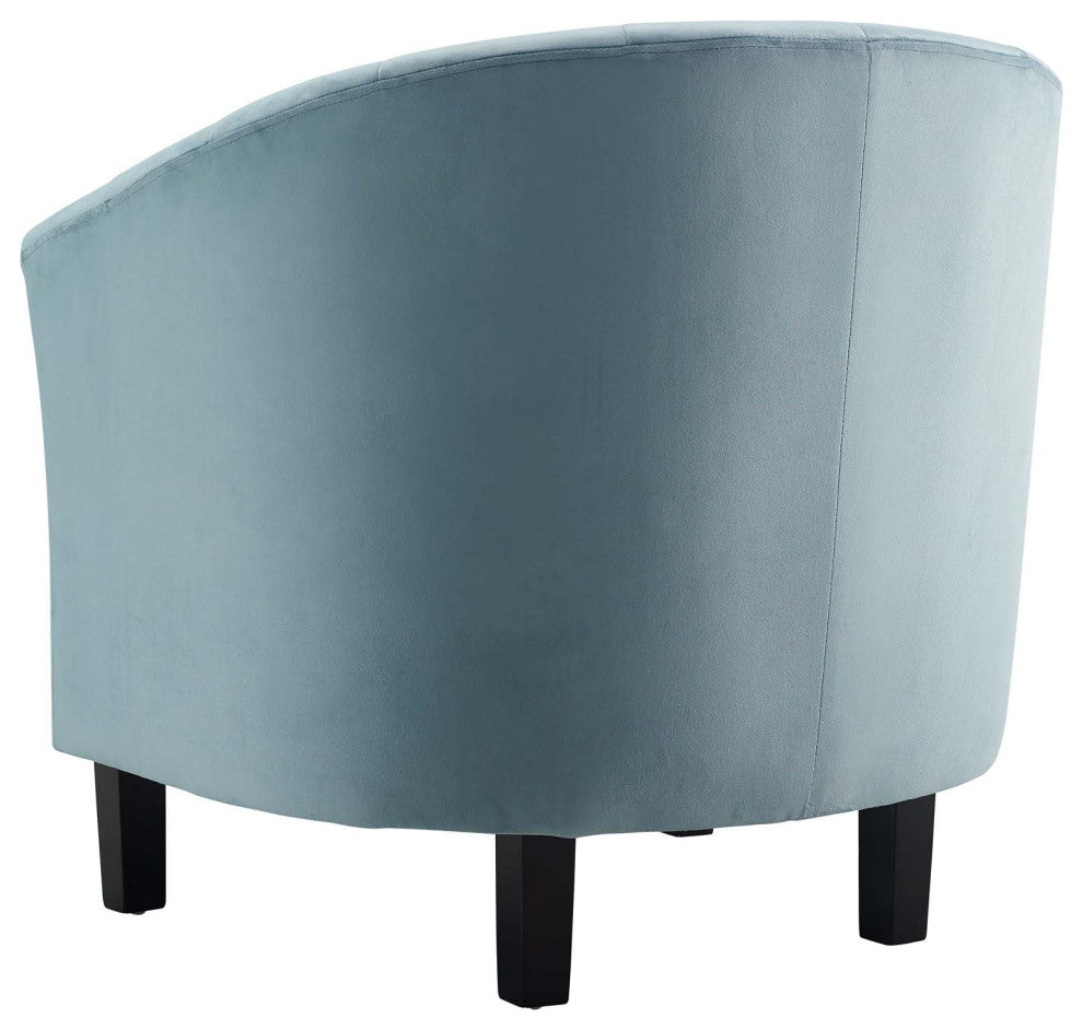 Tufted Armchair and Loveseat Sofa Set, Velvet, Blue, Modern, Lounge Hospitality
