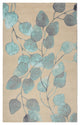 Turquoise Ficus Modern Floral Area Rug, 7'6"x9'6"