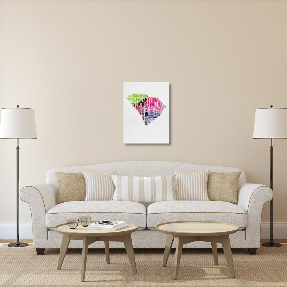 "South Carolina Watercolor Word Cloud" Fine Art Print