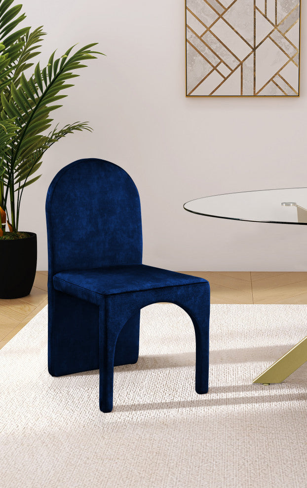Summer Velvet Upholstered Dining Arm Chair (Set of 2), Navy, Side Chair