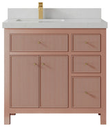 Sonoma 36 Left Offset Reeded  Bath Vanity in Warm Terracotta, 2" Carrara Quartz