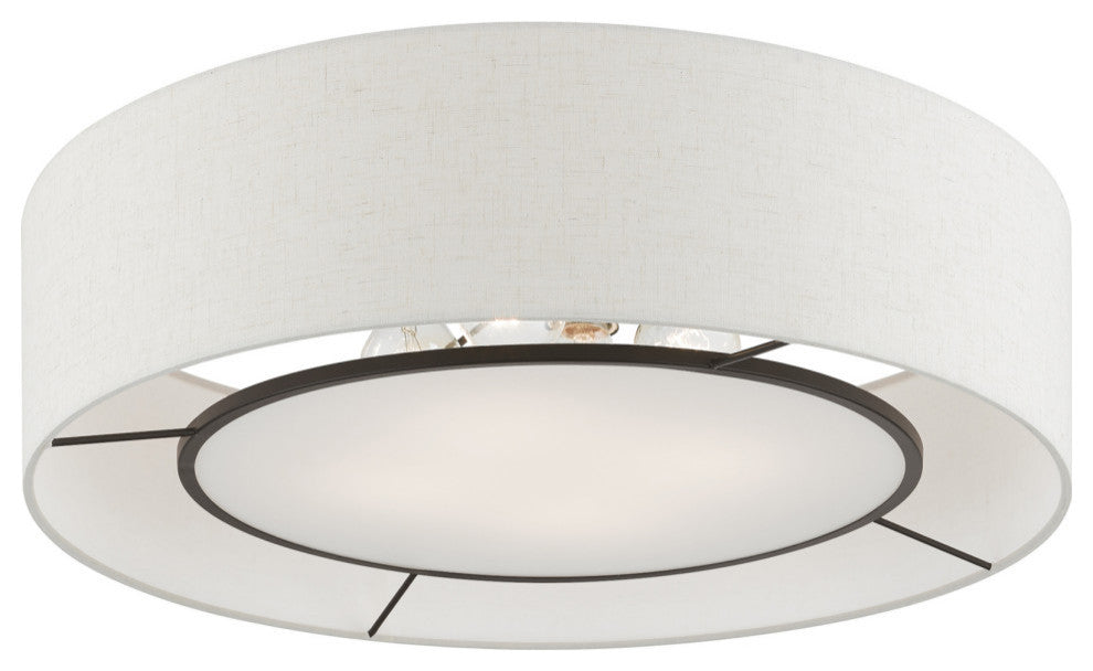 Ellsworth 4 Light English Bronze With Shiny White Accents Semi-Flush