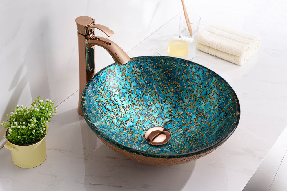 ANZZI Makata Series Tempered Glass Bathroom Vessel Sink
