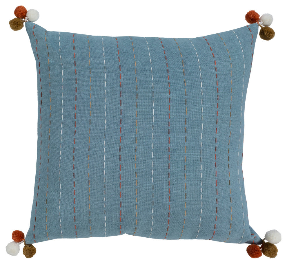Surya Dhaka DH-003 20"x20" Pillow Kit, Orange/Denim/Tan/Cream