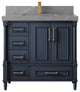 Aberdeen 36 Center Sink Bath Vanity in Hale Navy Blue  2" Piatra Gray