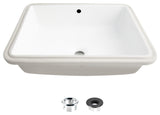 STYLISH 20" Rectangular Undermount Ceramic Bathroom Sink, 2 Overflow Finishes
