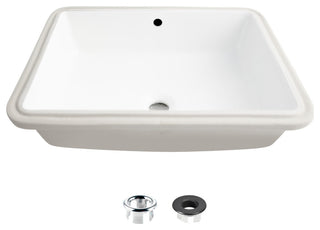 STYLISH 20" Rectangular Undermount Ceramic Bathroom Sink, 2 Overflow Finishes