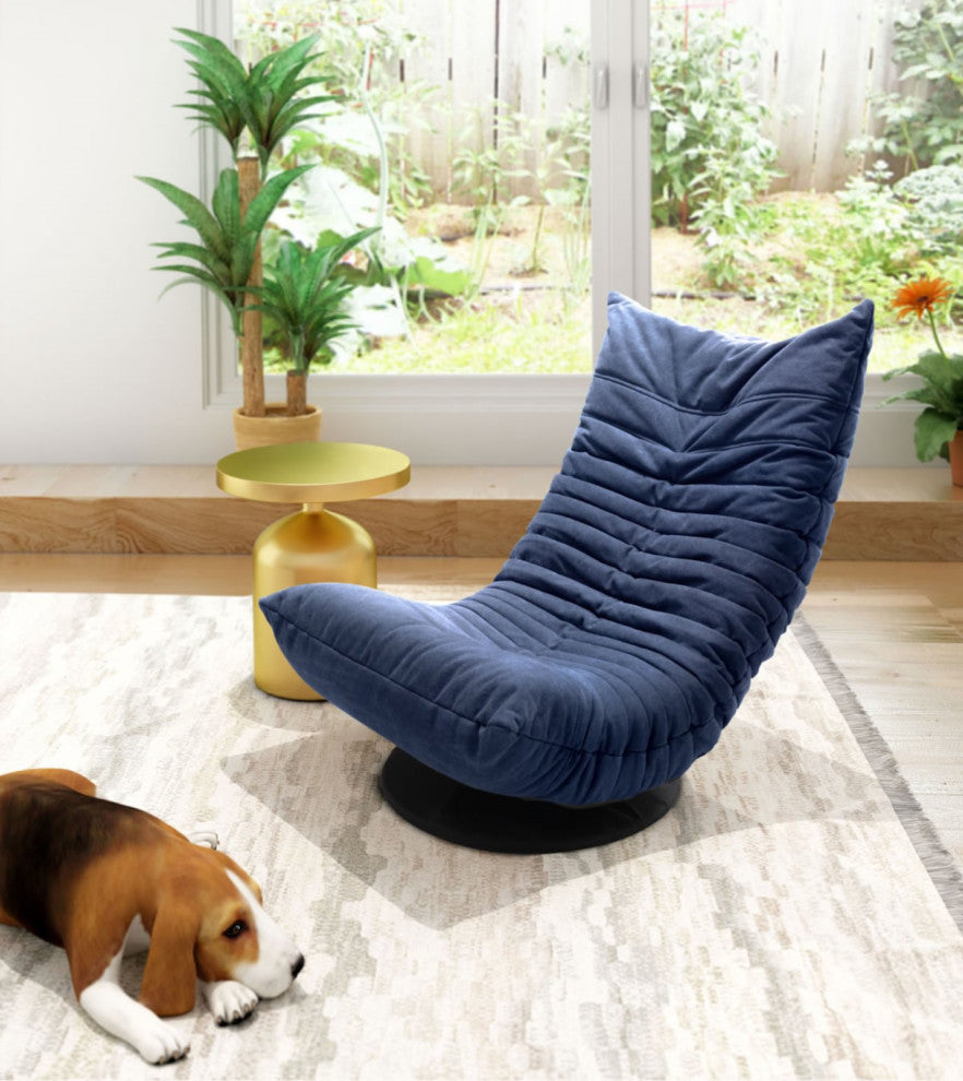 Swivel Accent Chair, Steel Metal, Fabric, Blue, Black, Lounge Lobby Hospitality