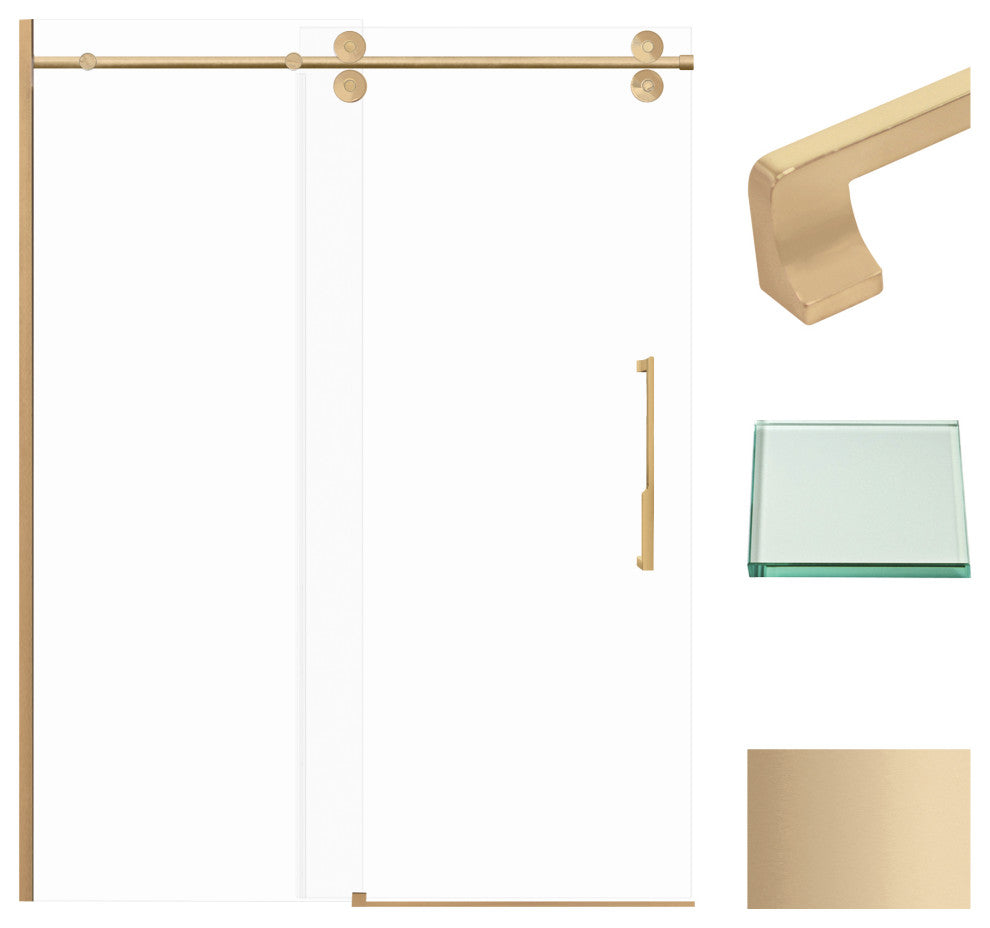 Teegan Plus Sliding Shower Door, Fixed, Clear Glass, Champagne Bronze, Justin