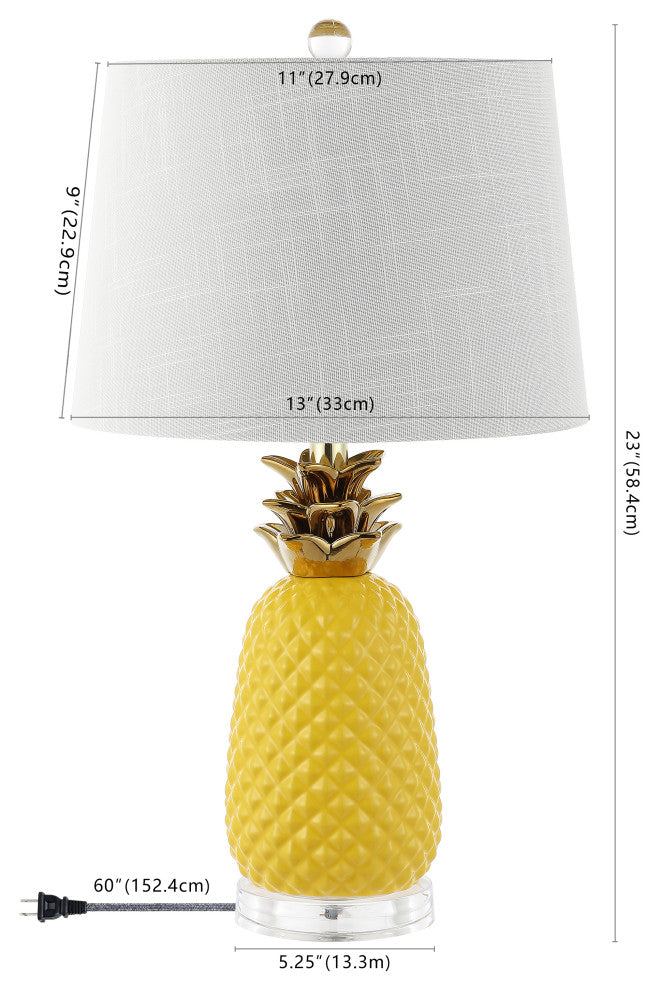Pineapple 23'' Classic Vintage Ceramic LED Table Lamp, Yellow