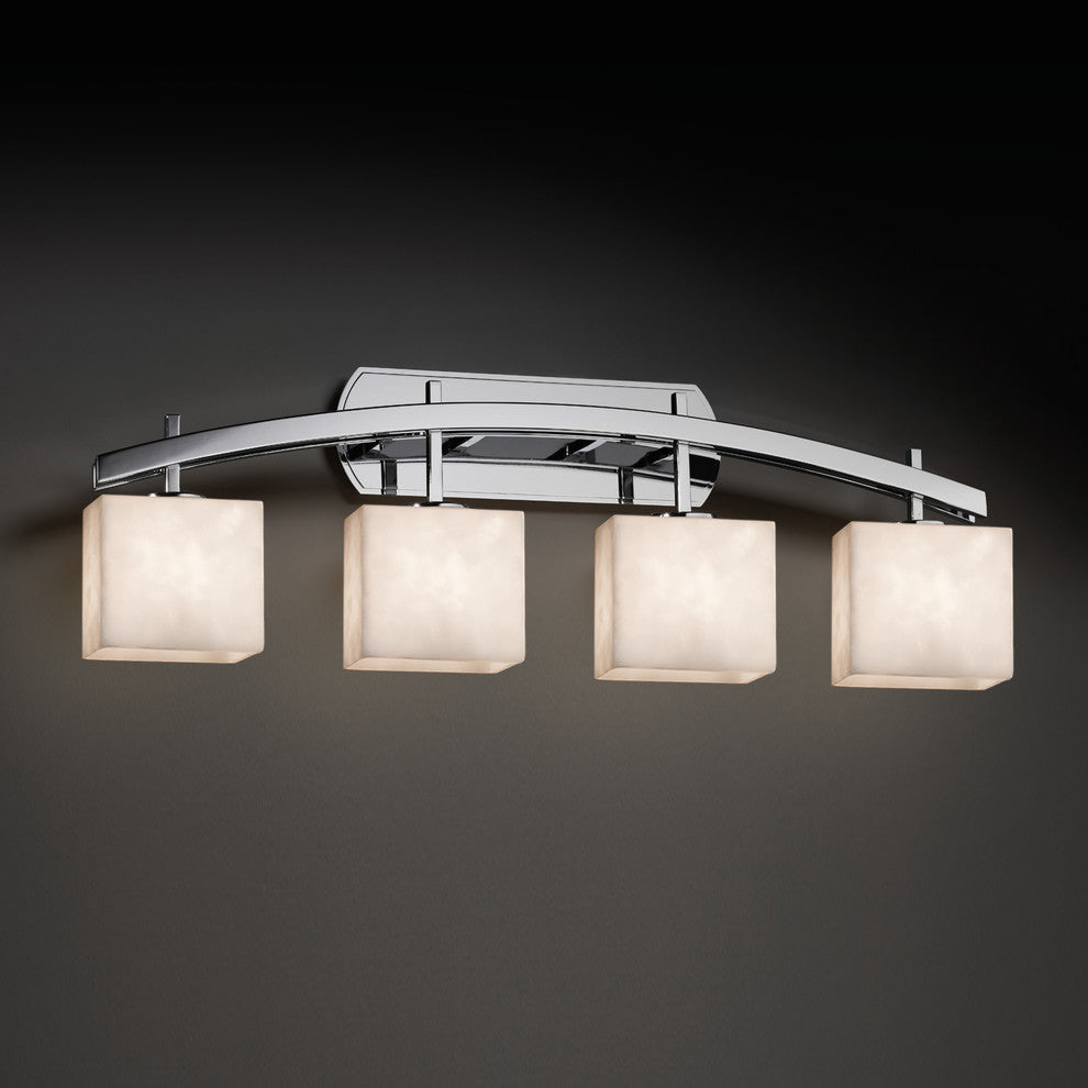Clouds Archway 4-Light Bath Bar, Rectangle, Polished Chrome, Clouds Shade