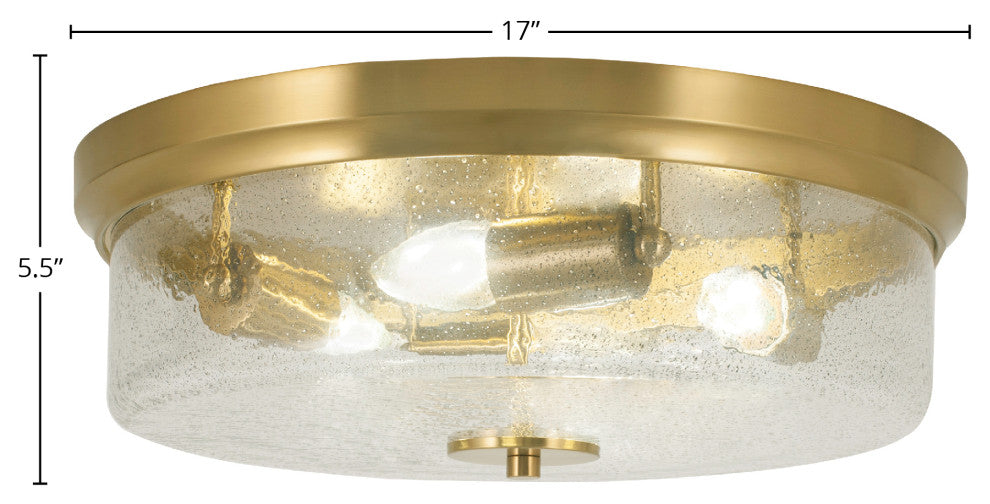 17" 4-Light Flush Mount Light, New Age Brass/Smoke Bubble