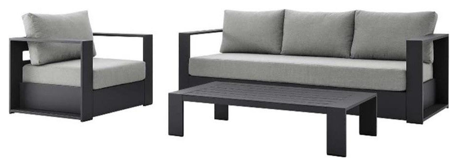 Tahoe Outdoor Patio Powder-Coated Aluminum 3-Piece Set, Gray Gray