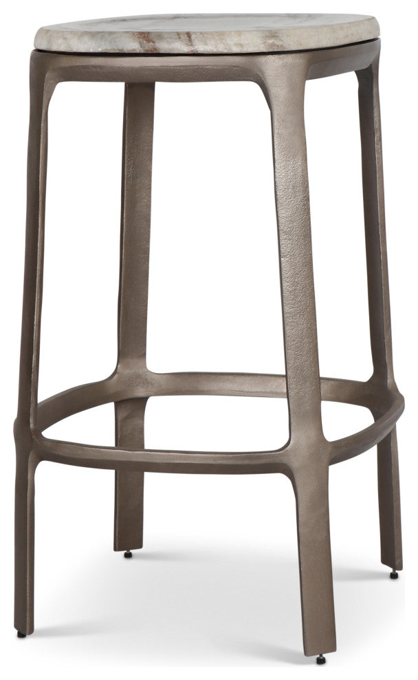 Marbelle Alfie Marble Counter Stool Toronto Sand/Antique Nickel Finish