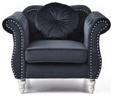 Hollywood Black Velvet Tufted Accent Chair