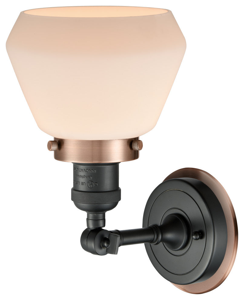 INNOVATIONS LIGHTING 203BK-BPAC-HRAC-G171 Fulton 1 Light Mixed Metals Sconce