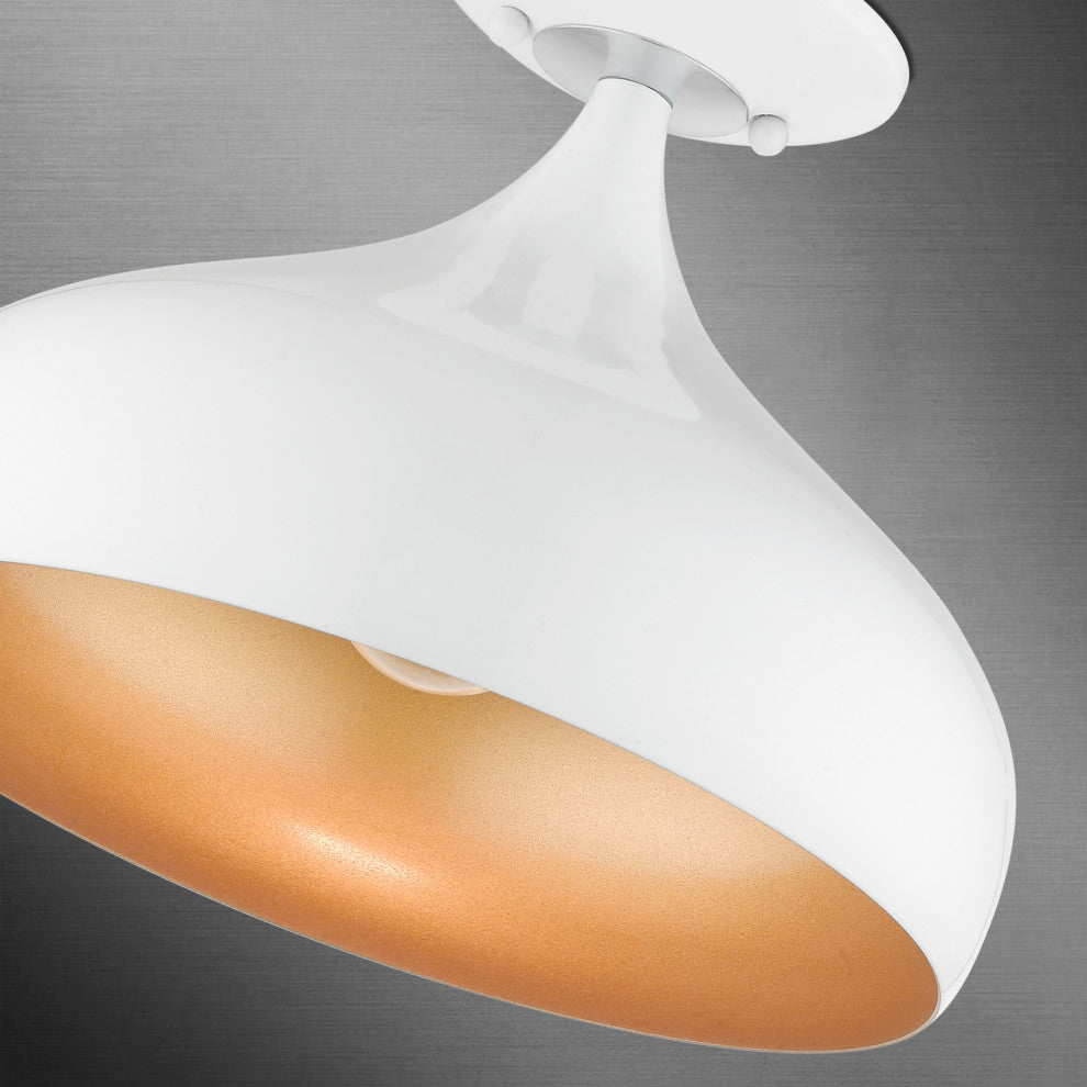 Livex Lighting 1 Light Shiny White Sem-Flush Mount