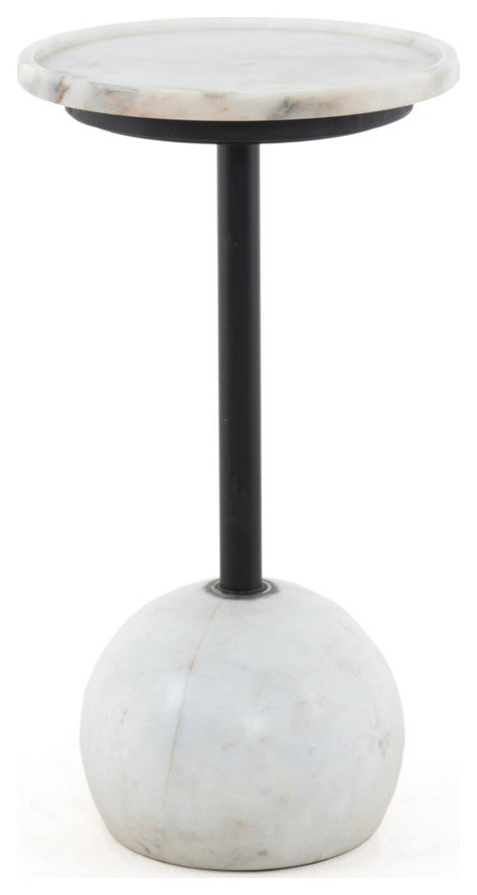 Viola Accent Table-Polished White Marble