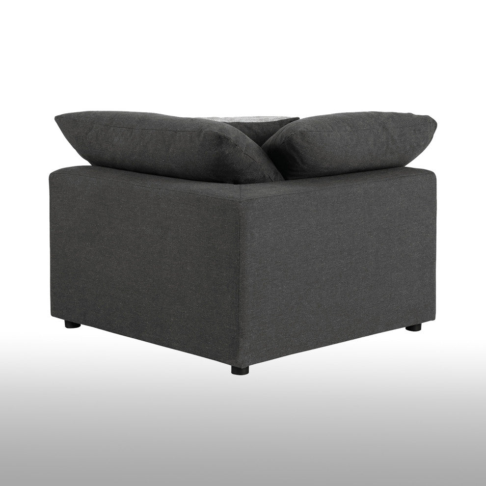 Upholstered Corner Sofa, Charcoal Finish