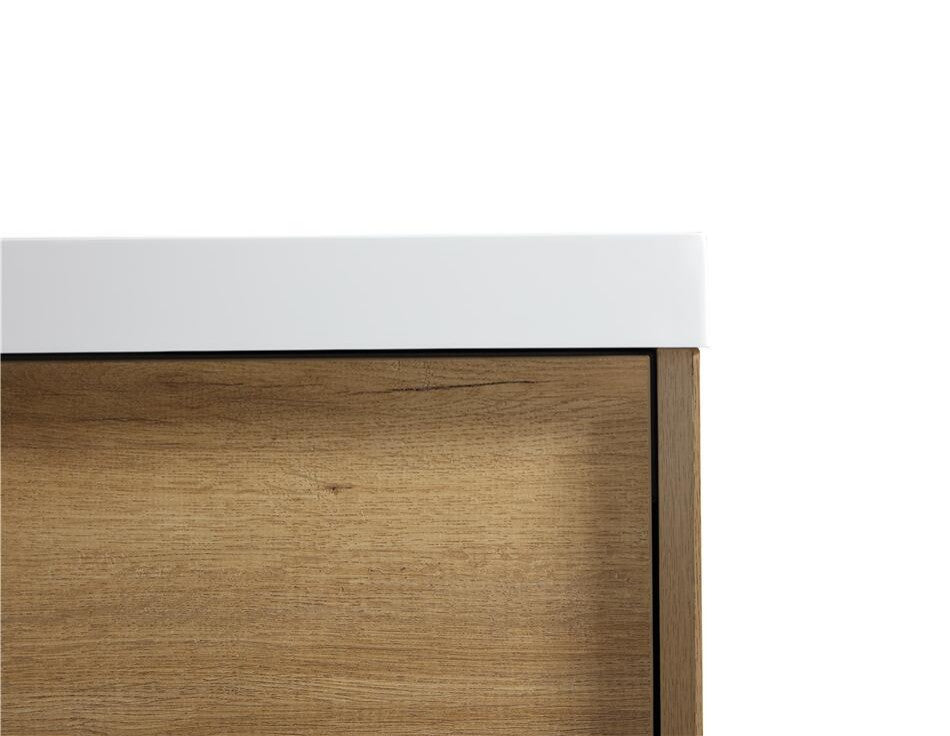 Ashley 60'' Floating Vanity, Acrylic Top, Double Sink, White Oak