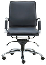 Gunar Pro Low Back Office Chair, Blue With Chromed Steel Base