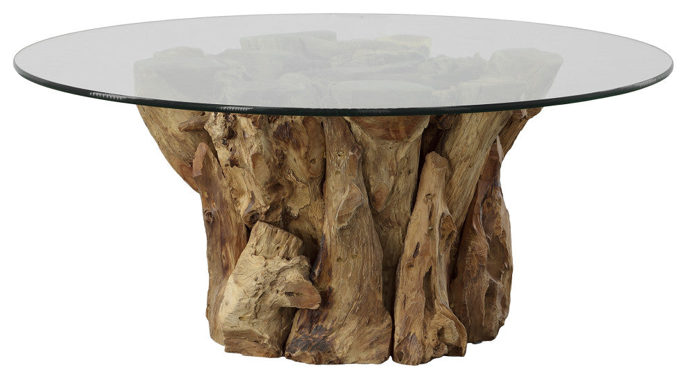Uttermost 22876 Driftwood Glass Top Large Coffee Table