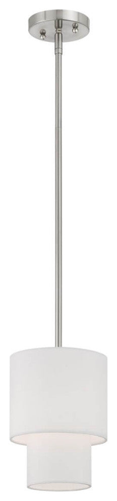 Livex Claremont 1 Light 7" Pendant, Brushed Nickel