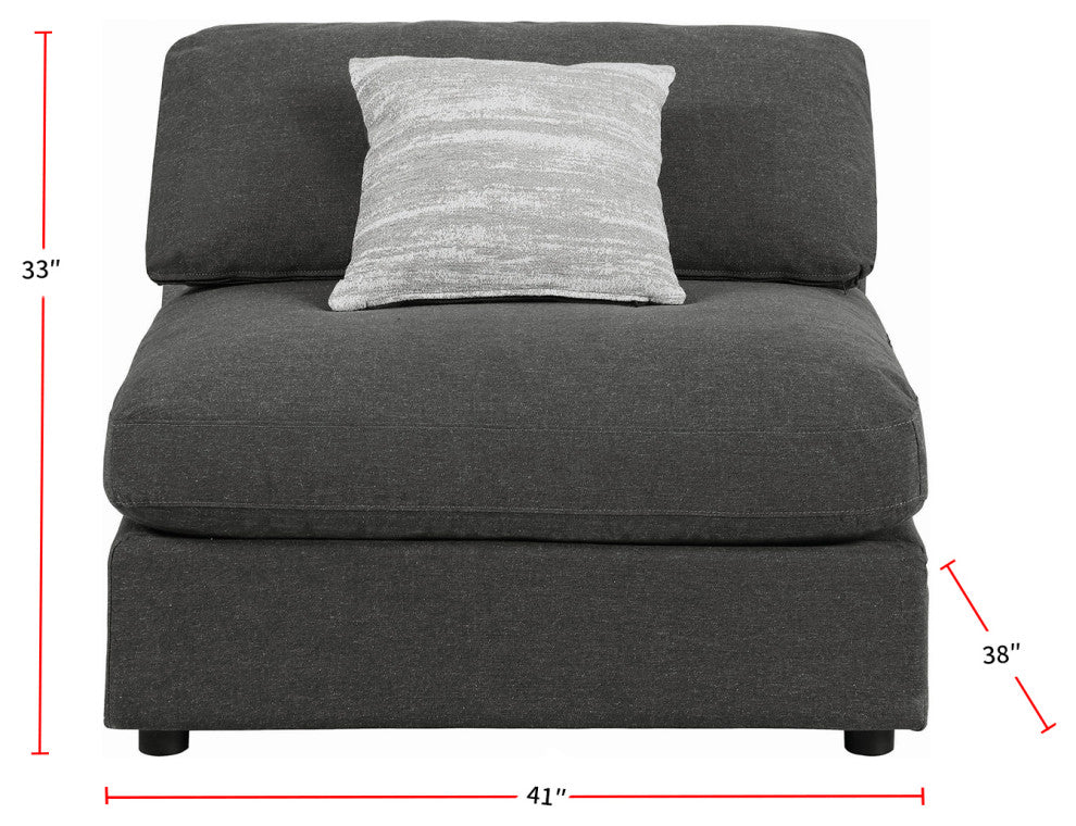 Upholstered Armless Chair, Charcoal Finish