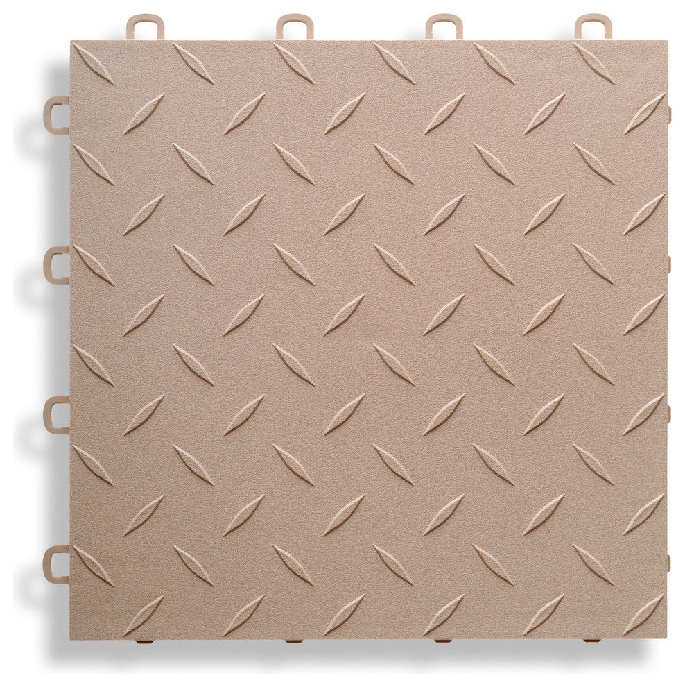 12"x12" Interlocking Garage Flooring Tiles, Diamond Top, Set of 27, Beige