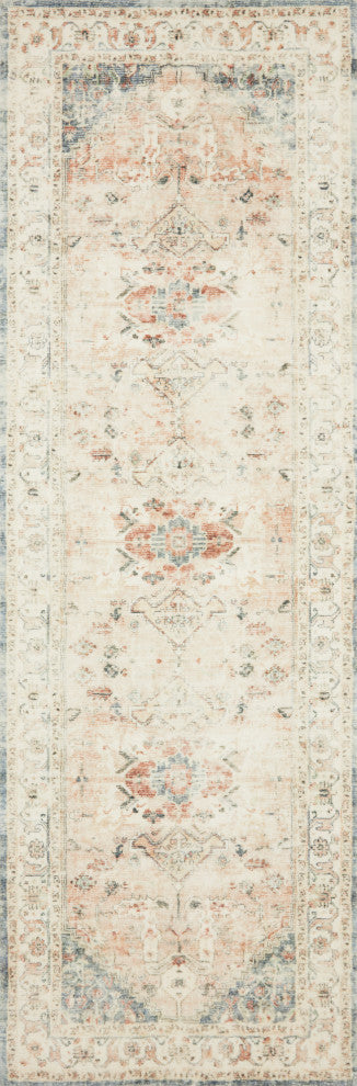 Loloi II Rosette Ivory Rust Blue Plush Area Rug, 2''-2" X 5''
