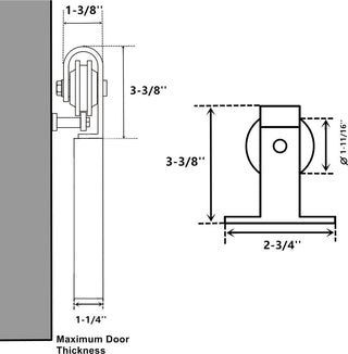 Mini Sliding Barn Door Hardware Kit, Bend T-Shape Design, 90", Double