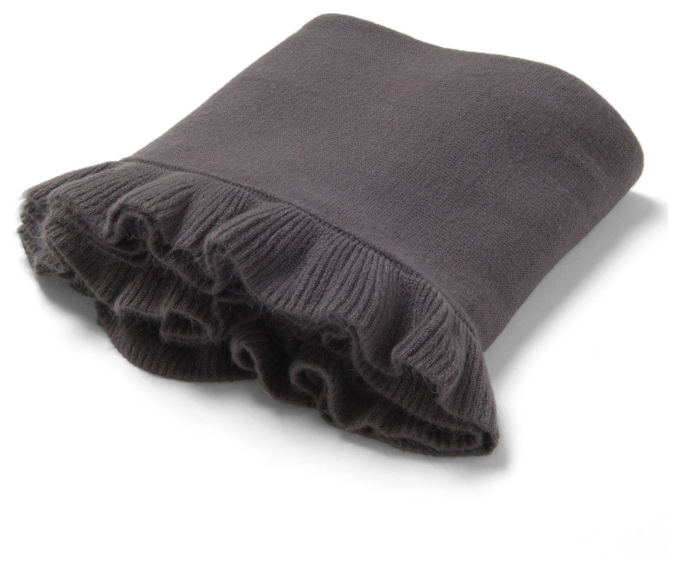 Ruffle Border Throw, Grey