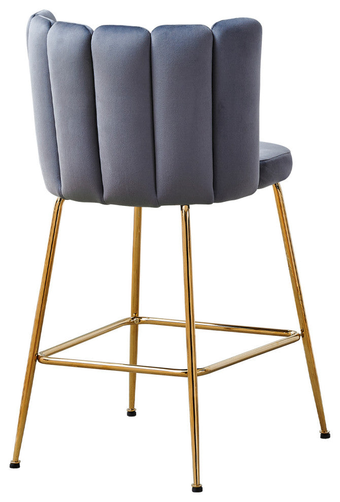 Nolan Contemporary 26" Counter Stool, Set of 2, Grey Velvet