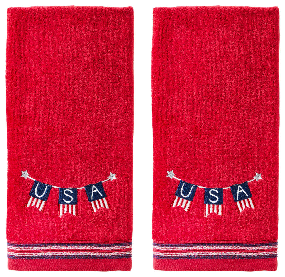 SKL Home Usa Banner Hand Towel, 2Pack, Red