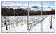 Snow Covered Vineyard Rows Italy, Landscape Canvas Art, 48"x28", 4 Panels