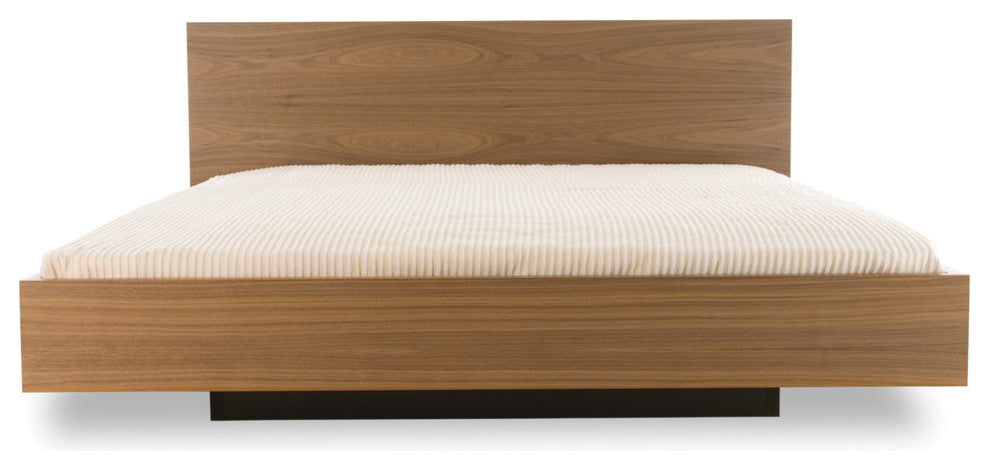 Float Queen Bed With Mattress Support, Walnut