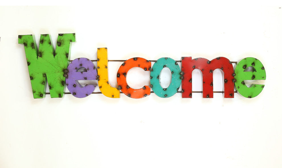 "Welcome" Recycled Metal Sign
