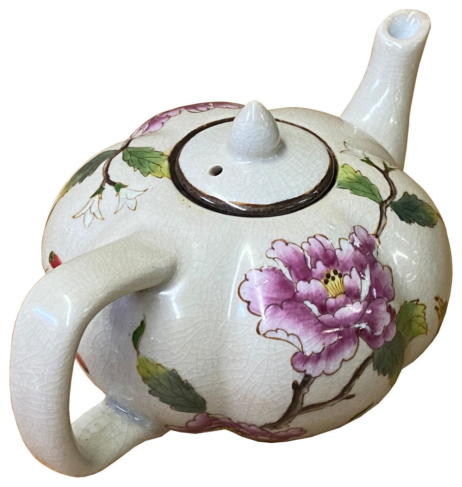 Contemporary Beige Almond Flower Painting Teapot Shape Display Hws1832