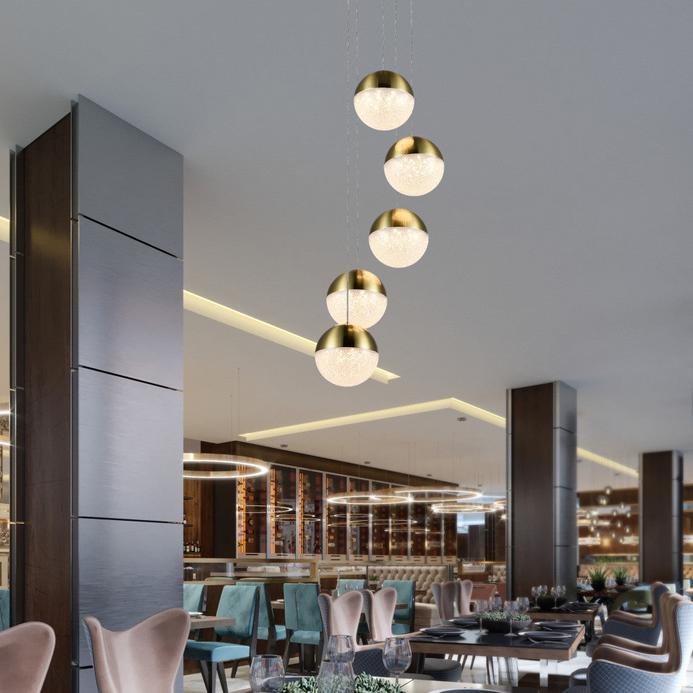 Ravello 5-Light ETL Certified Integrated LED Chandelier Lighting Fixture, Brass