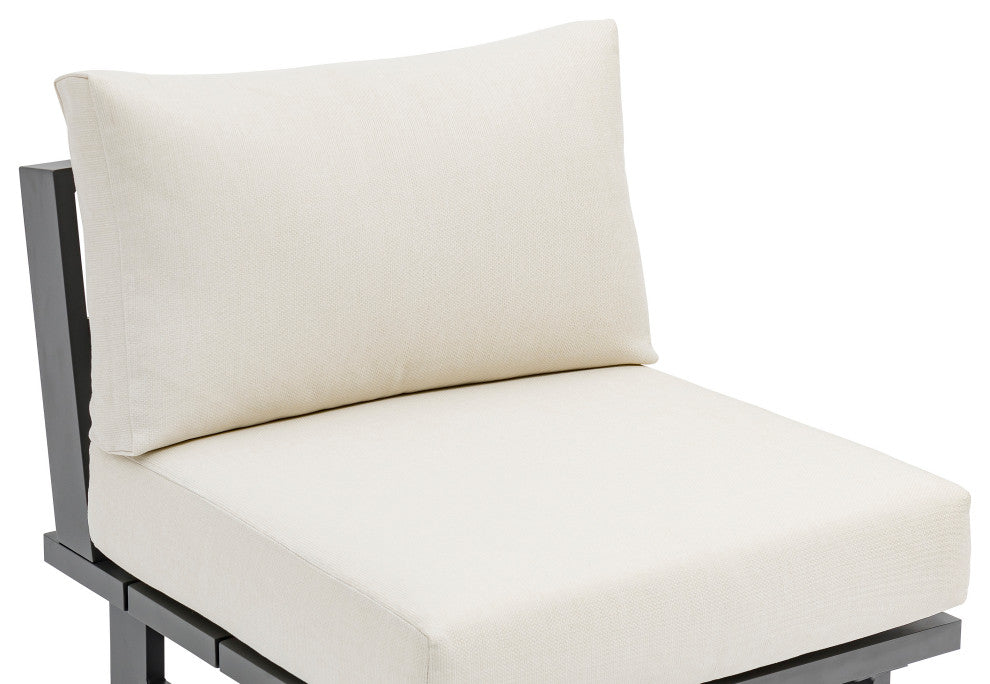 Maldives Outdoor Patio Armless Chair, Cream, Grey Frame