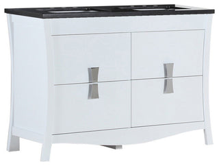 48" Double Sink Vanity, White With Black Galaxy Top
