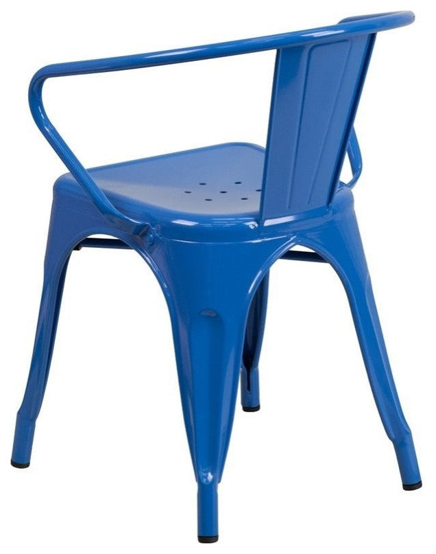 Flash Furniture Metal Stackable Dining Arm Chair in Blue