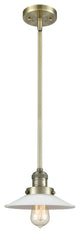 Halophane 1-Light Mini Pendant, Antique Brass, Matte White Halophane