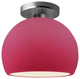 Radiance Small Globe Semi-Flush, Cerise Frame, Brushed Nickel Metal, Standard