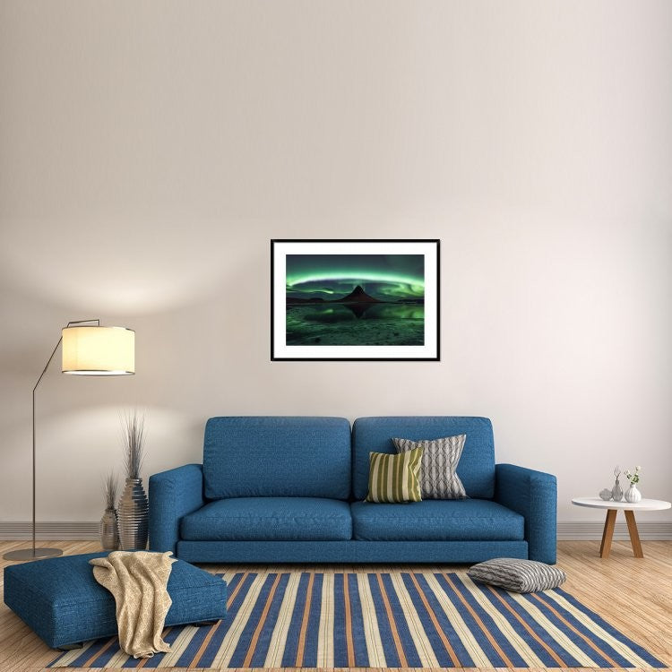 "Kirkjufell Aurora" Framed Digital Print by Philip Eaglesfield, 44x32"